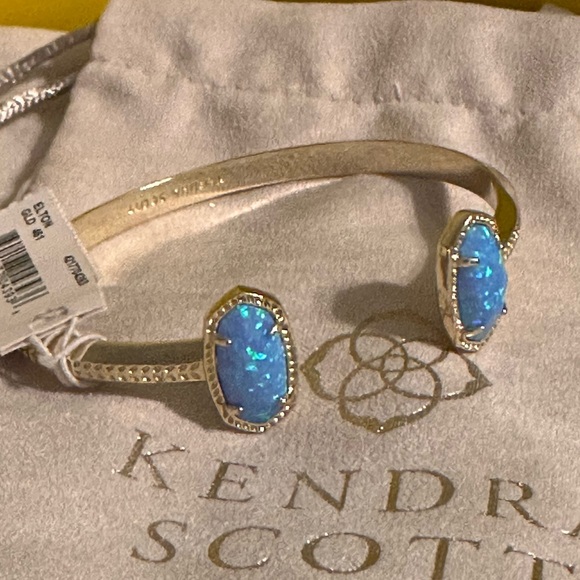 Kendra Scott Gold Cuff Bracelet in Ocean Kyocera Opal - Picture 1 of 3